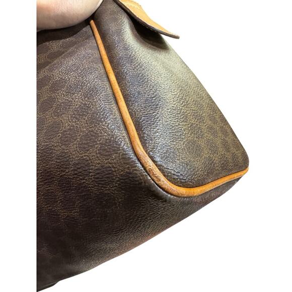 VTG Celine Macadam Boston Bag Brown Coated Canvas Leather Satchel w AUTH COA - Picture 11 of 16